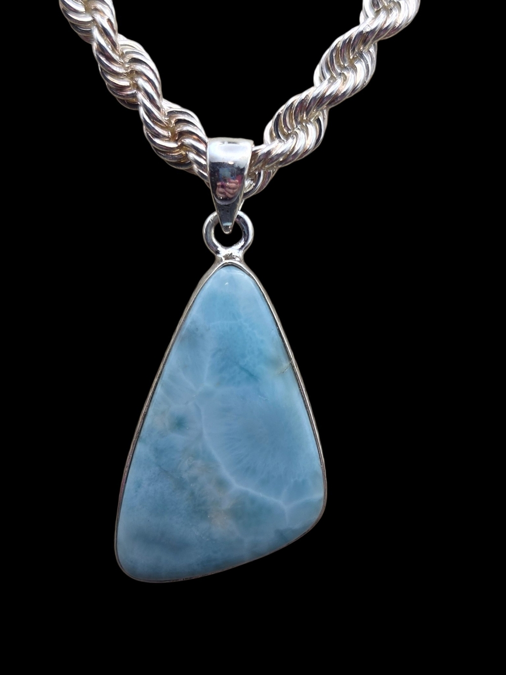 Sterling Silver Larimar Teardrop Pendant